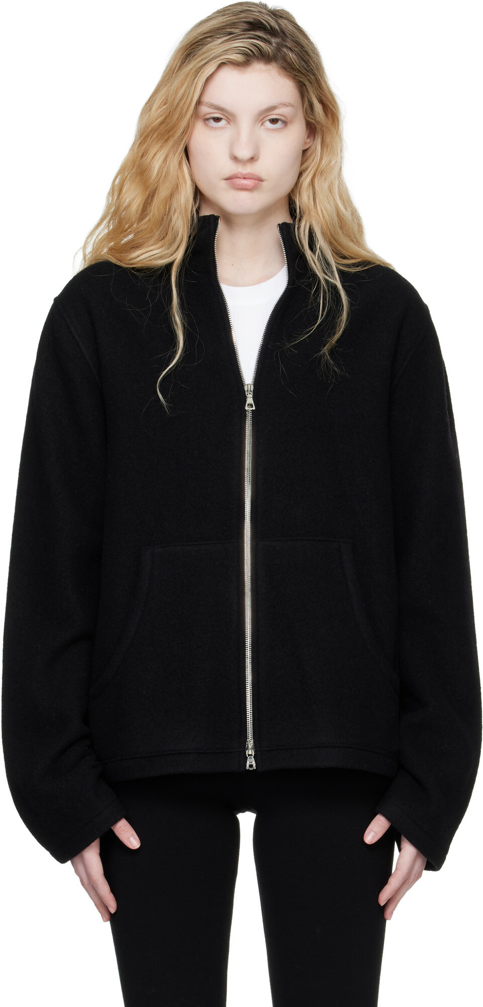 Rier Black Fleece Full Zip Jacket
