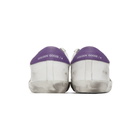 Golden Goose White and Purple Superstar Sneakers