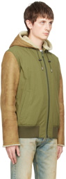 Yves Salomon - Army Khaki Bomber Shearling Jacket