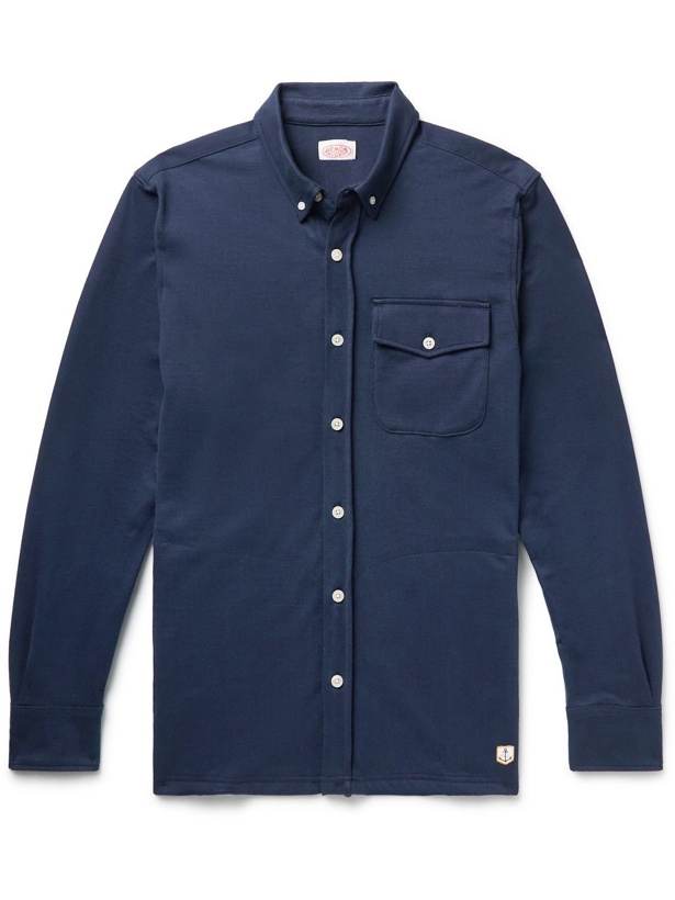 Photo: Armor Lux - Button-Down Collar Cotton-Jersey Shirt - Blue