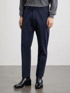 TOM FORD - Tapered Cotton-Blend Twill Trousers - Blue