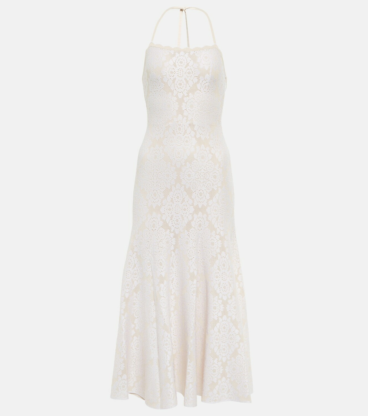 white christmas dresses Alaia White Long sleeve Cutout Knit Square Neck Wool Dress - BOPF