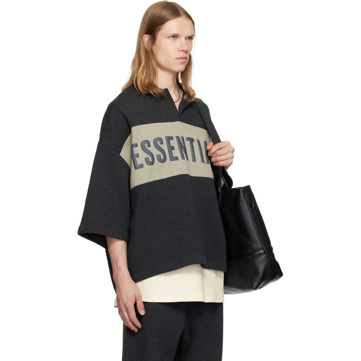 Fear of God ESSENTIALS Gray Panelled Crop Polo