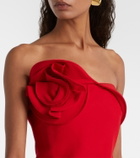 Roland Mouret Floral-appliqué strapless crêpe top