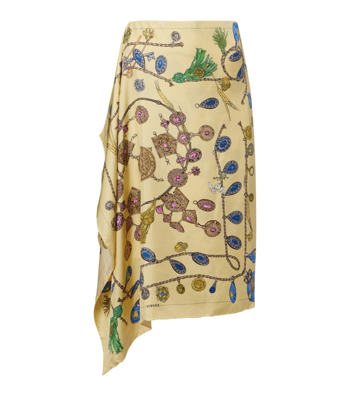 Photo: Versace Printed silk twill wrap skirt
