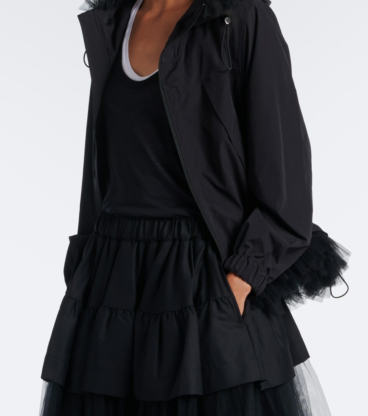 Noir Kei Ninomiya Tulle-trimmed technical jacket