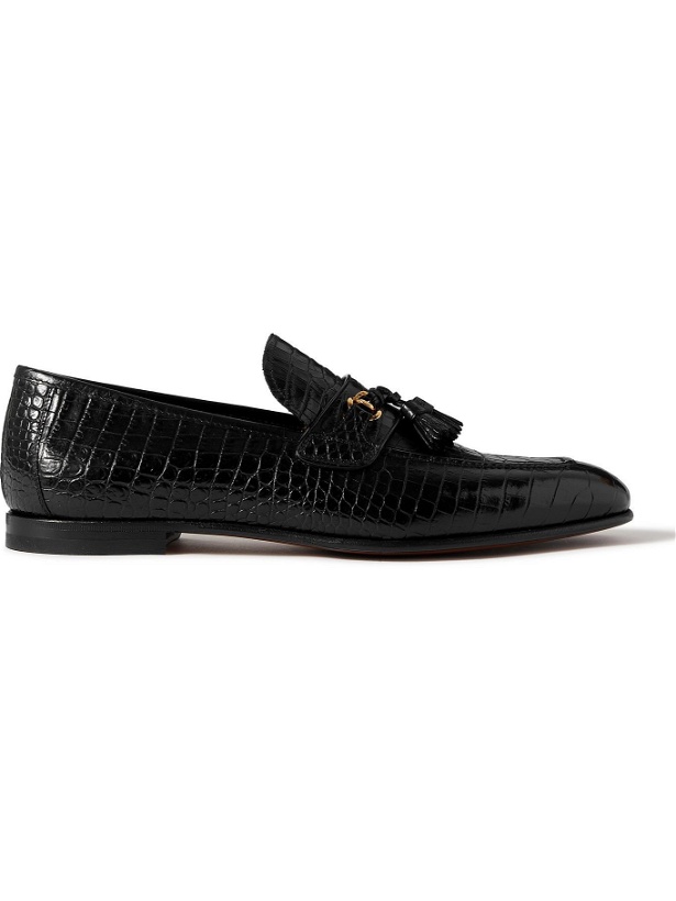 Photo: TOM FORD - Sean Croc-Effect Leather Tasselled Loafers - Black