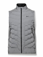 Nike Running - Repel Logo-Print Quilted Therma-FIT ADV AeroLoft Gilet - Gray