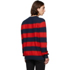 Hugo Navy and Red Striped Sanor Sweater