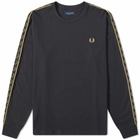 Fred Perry Authentic Men's Long Sleeve Contrast Taped Ringer T-Shirt in Black/1964 Gold