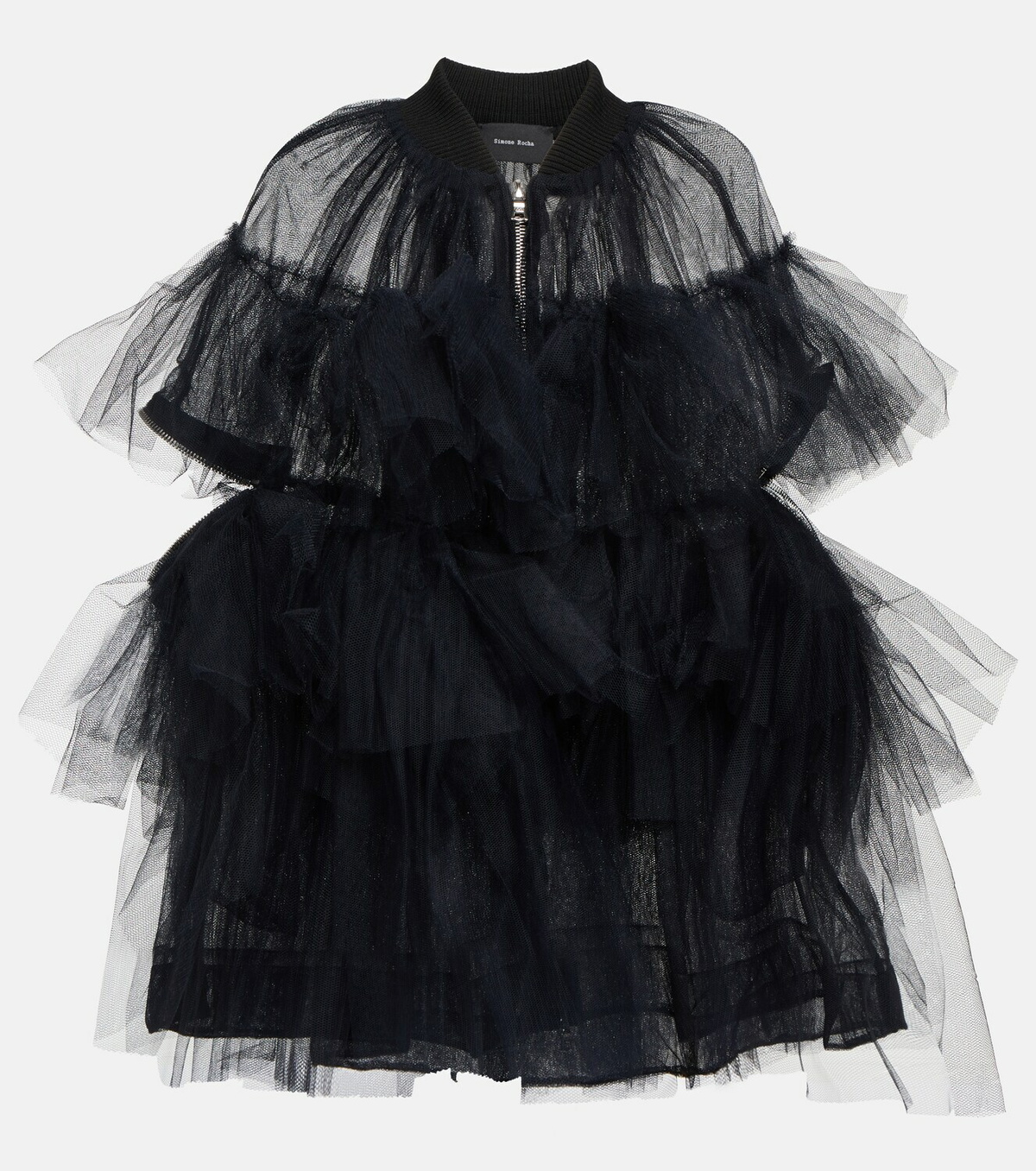 Robe Simone Rocha Tulle Rose Brodée Fleurs Rouges - Taille S, Occasion Très Bon état Sans Tache