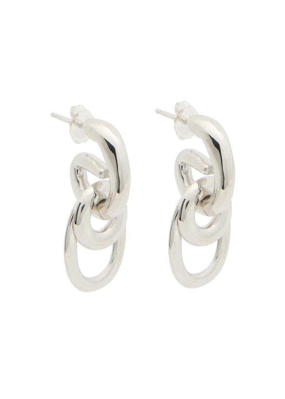 Photo: Agmes Ellipses Sterling Silver Hoop Earrings - One Size