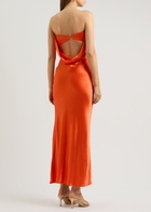 Bec & Bridge Moon Dance Strapless Satin Maxi Dress Orange