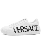 Versace Men's Side Logo Cupsole Sneakers in White/Black