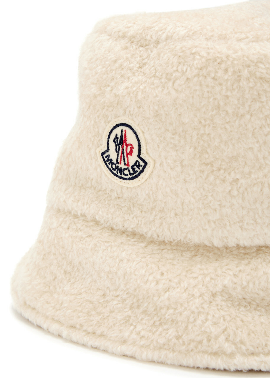 Moncler Reversible Logo Fleece and Shell Bucket hat Cream