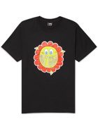 Stussy - Happy Flower Printed Cotton-Jersey T-Shirt - Black