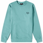 A.P.C. Men's A.P.C Rider Embroidered Logo Crew Sweat in Grey Green