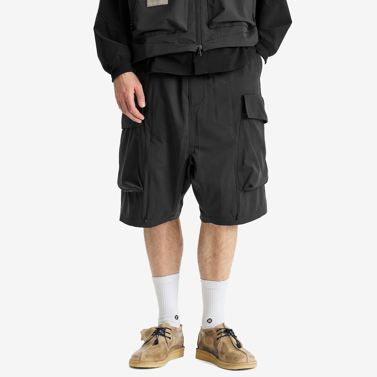 Poliquant Men's Deformed Cargo Pocket Jungle Shorts in Black