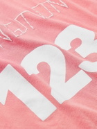 RRR123 - Logo-Print Embroidered Cotton-Jersey T-Shirt - Pink