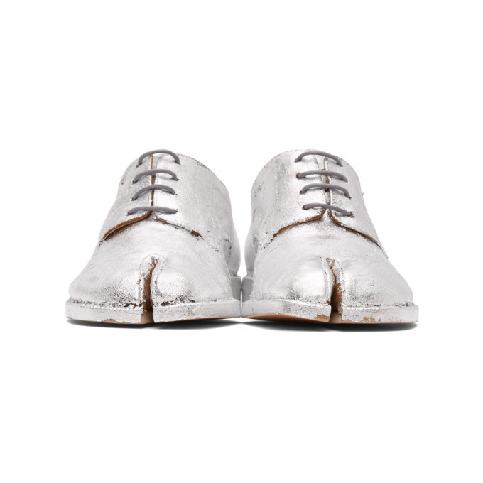 Maison Margiela Metallic Silver Tabi Lace-Up Shoes