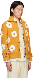 HARAGO Yellow Daisy Appliqué Jacket