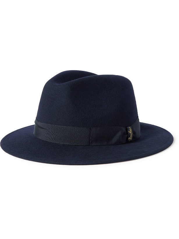 Photo: Borsalino - Grosgrain-Trimmed Wool-Felt Trilby Hat - Blue