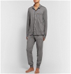Schiesser - Josef Piped Mélange Cotton-Jersey Pajama Shirt - Gray