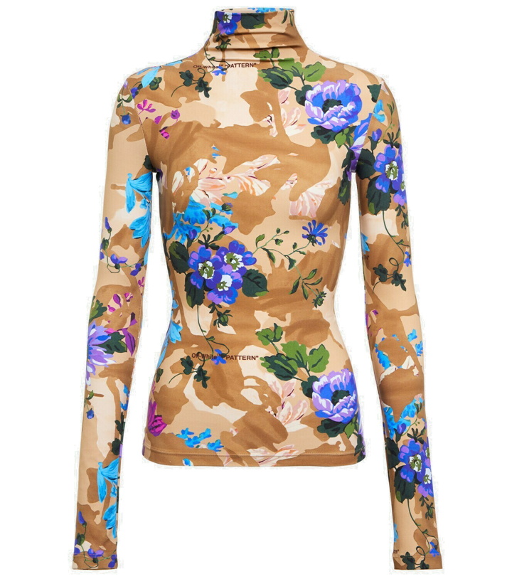Photo: Off-White - Floral jersey turtleneck top