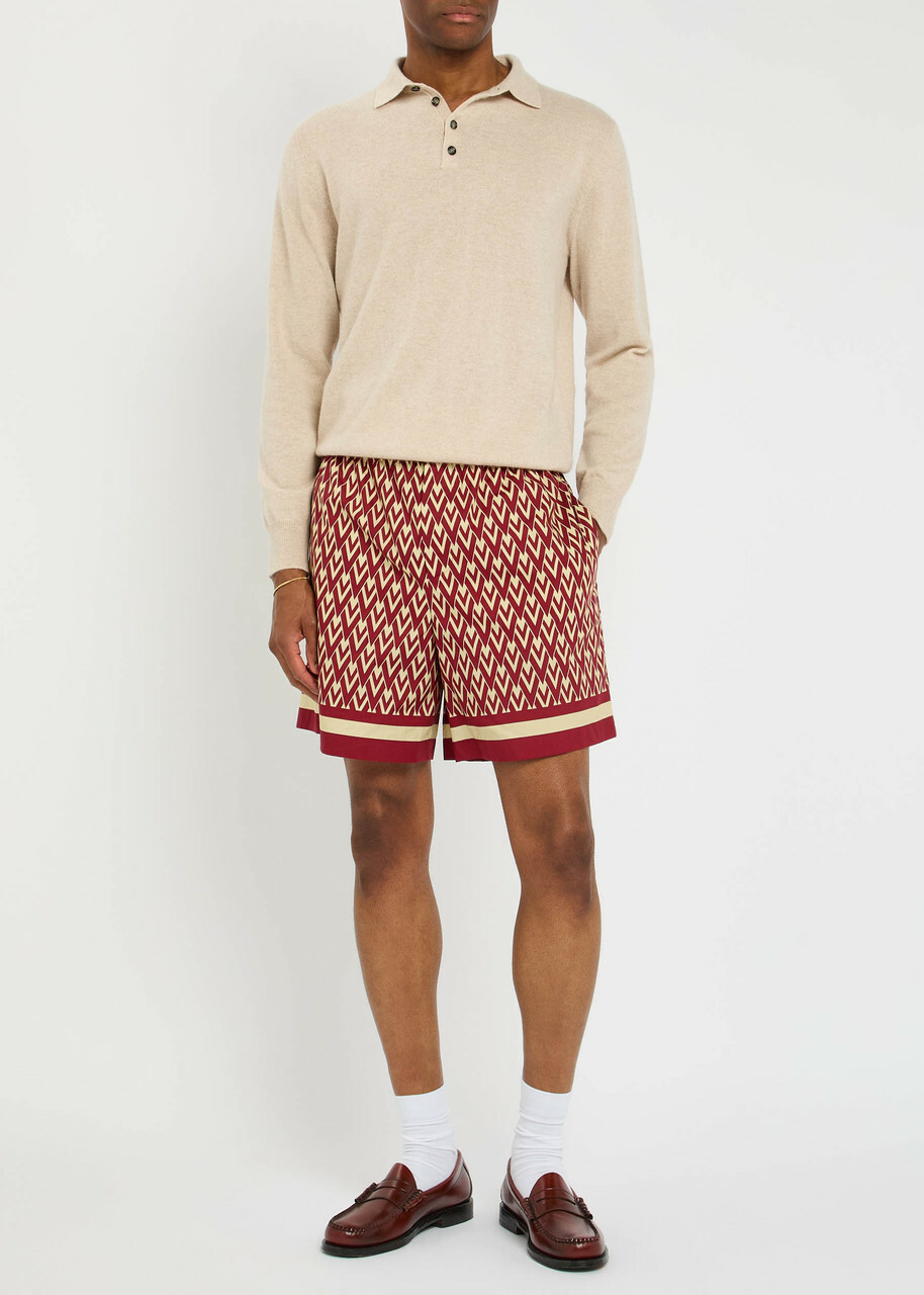 Valentino Garavani Logo-printed Cotton-poplin Shorts Multicoloured 1