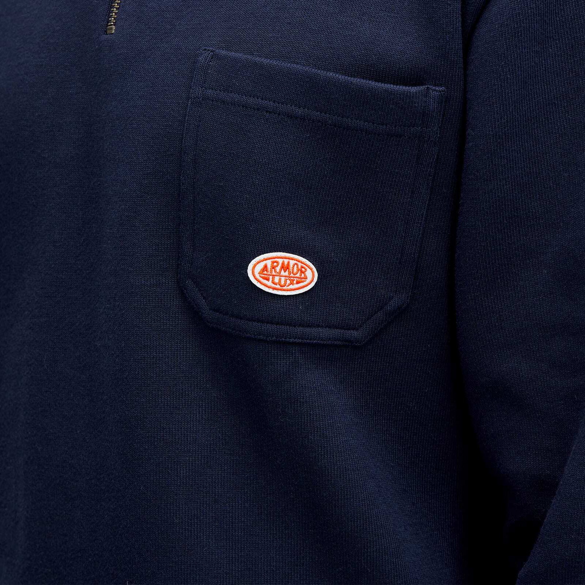 Armor-Lux Men's Half Zip Pocket Sweatshirt in Navy
