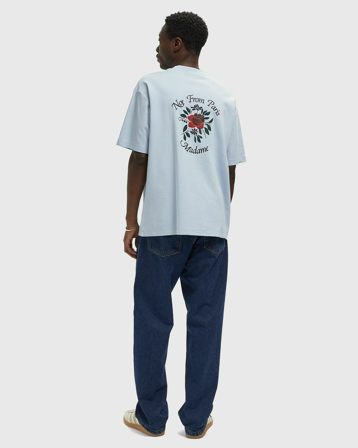 Drôle de Monsieur Slogan Rose Tee Blue Mens Shortsleefe