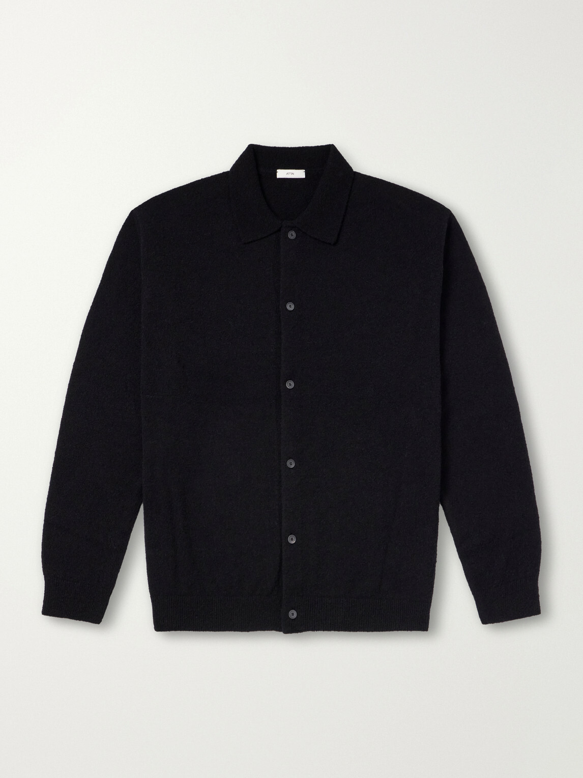 ATON - Wool-Blend Bouclé Cardigan - Black