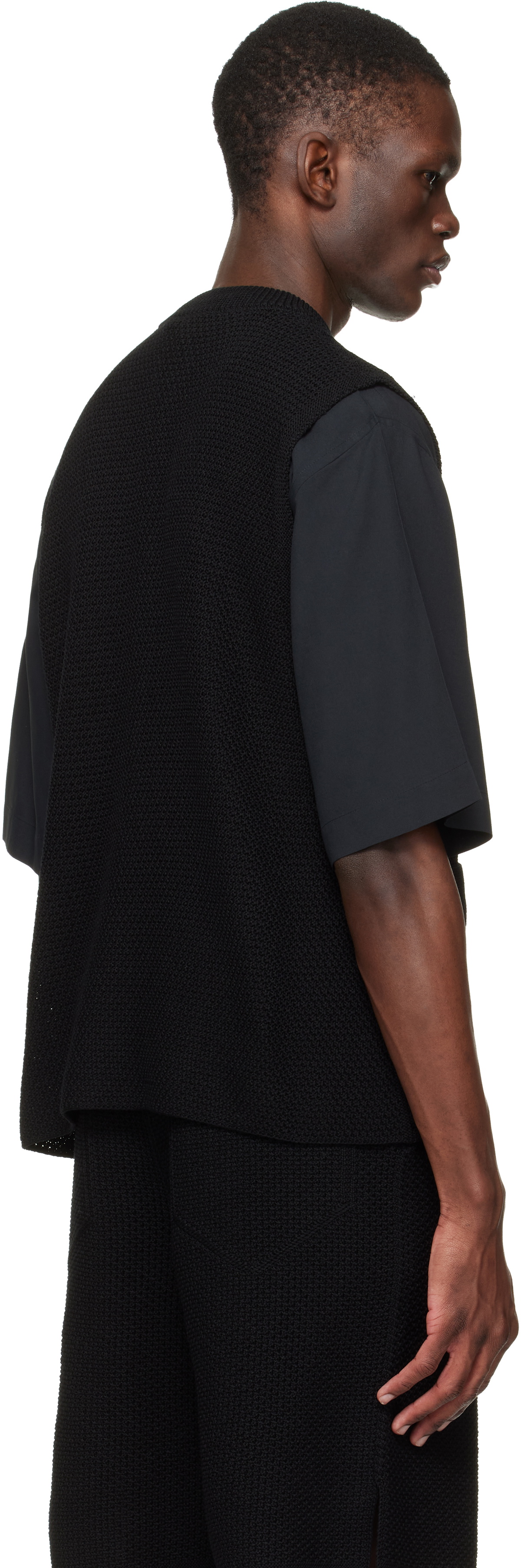 HOMME PLISSÉ ISSEY MIYAKE Black Rustic Knit Vest