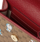 GUCCI - Doraemon Leather-Trimmed Printed Monogrammed Coated-Canvas Messenger Bag - Brown