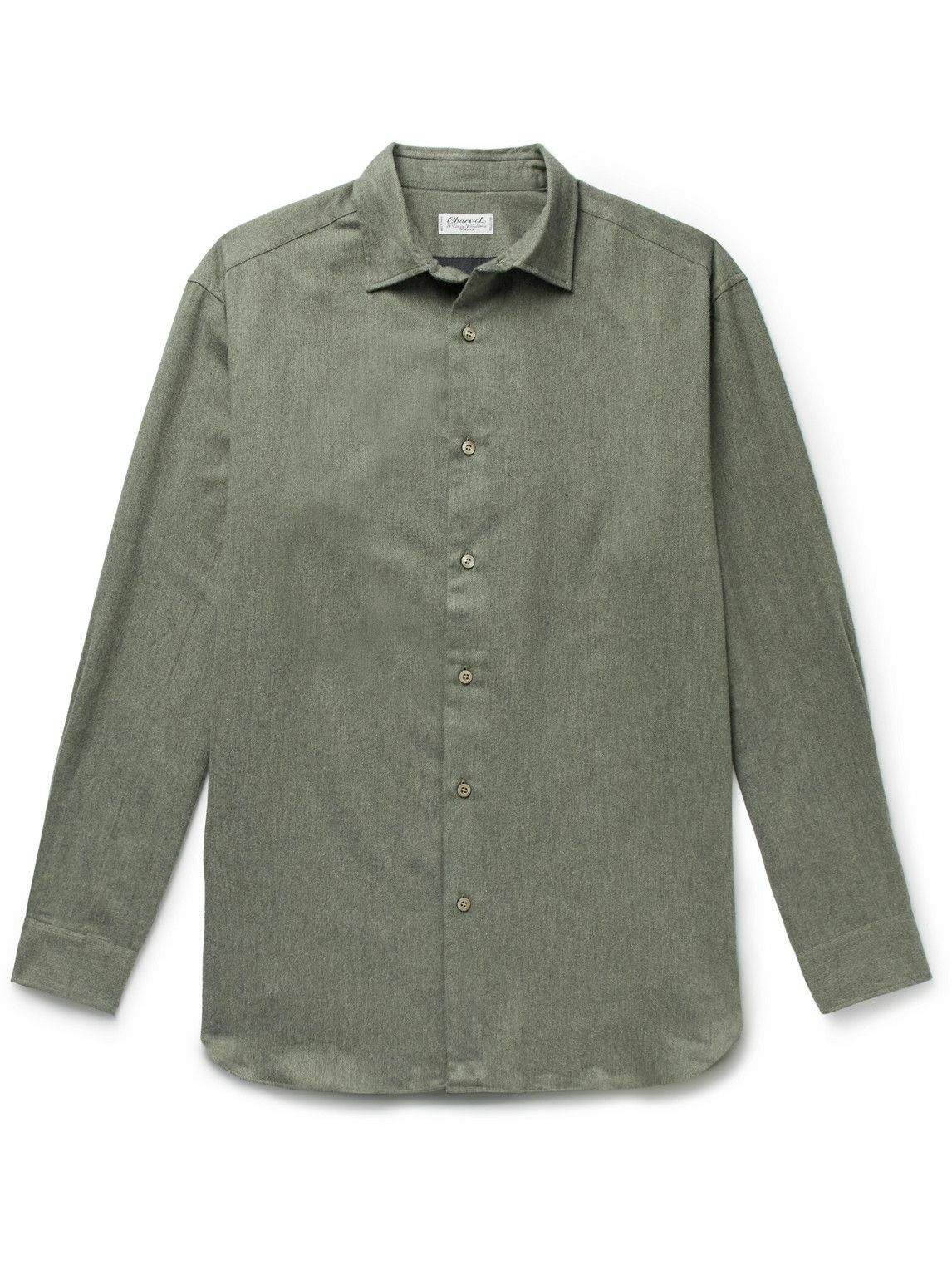 Photo: Charvet - Brushed Cotton-Flannel Shirt - Green