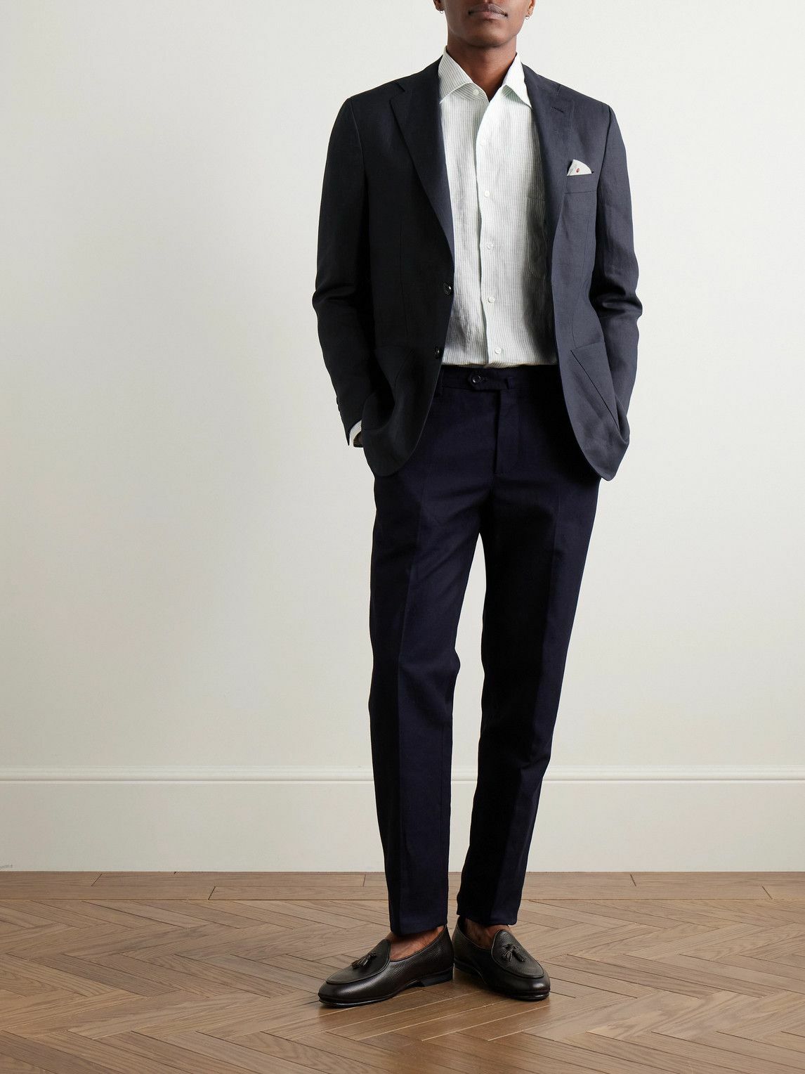 Kiton - Linen Blazer - Blue