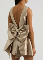 Odd Muse Ultimate Muse Bow Satin Mini Dress Gold