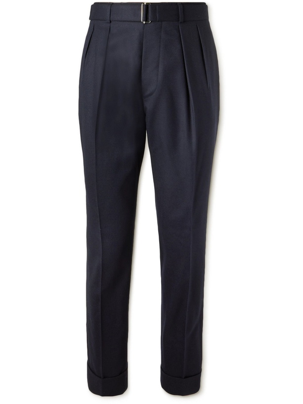 Photo: OFFICINE GÉNÉRALE - Pierre Pleated Wool-Flannel Trousers - Blue