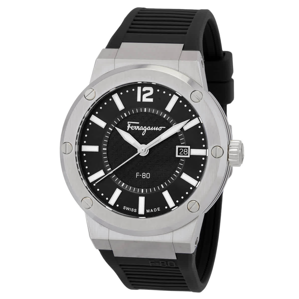 Ferragamo F-80 Quartz Black Dial Mens Watch SFHY01322 Salvatore Ferragamo