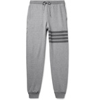 Thom Browne - Tapered Striped Loopback Cotton-Jersey Sweatpants - Gray