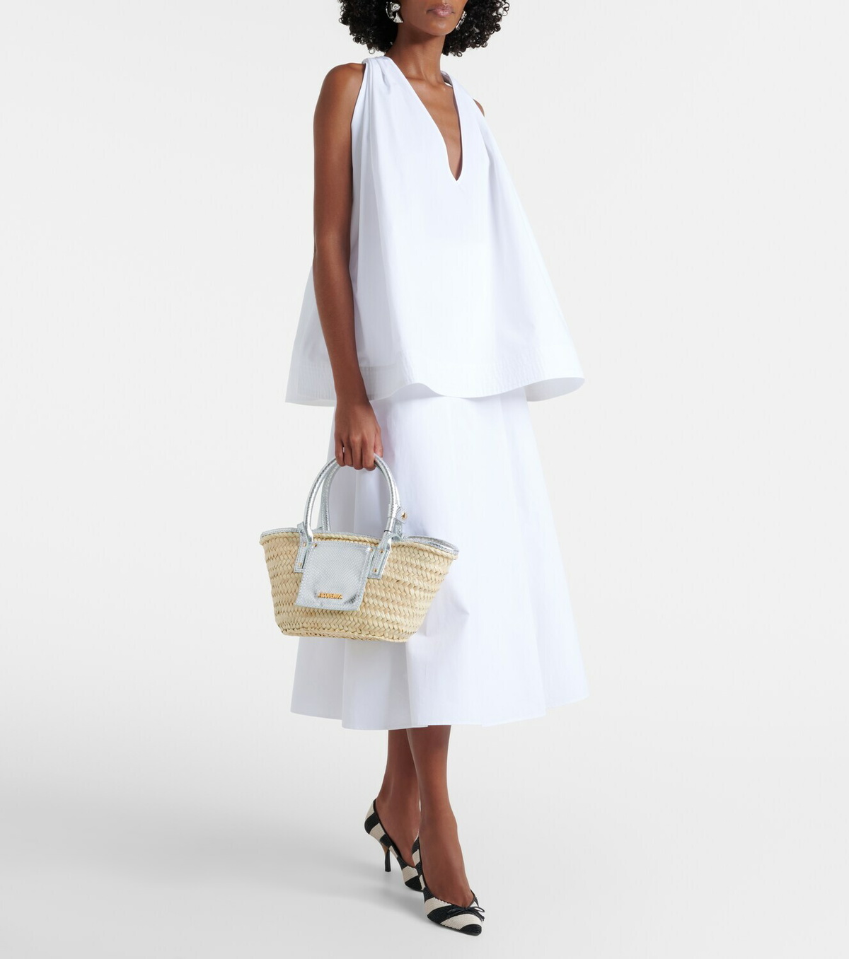 Jacquemus Soli Medium croc-effect raffia basket bag