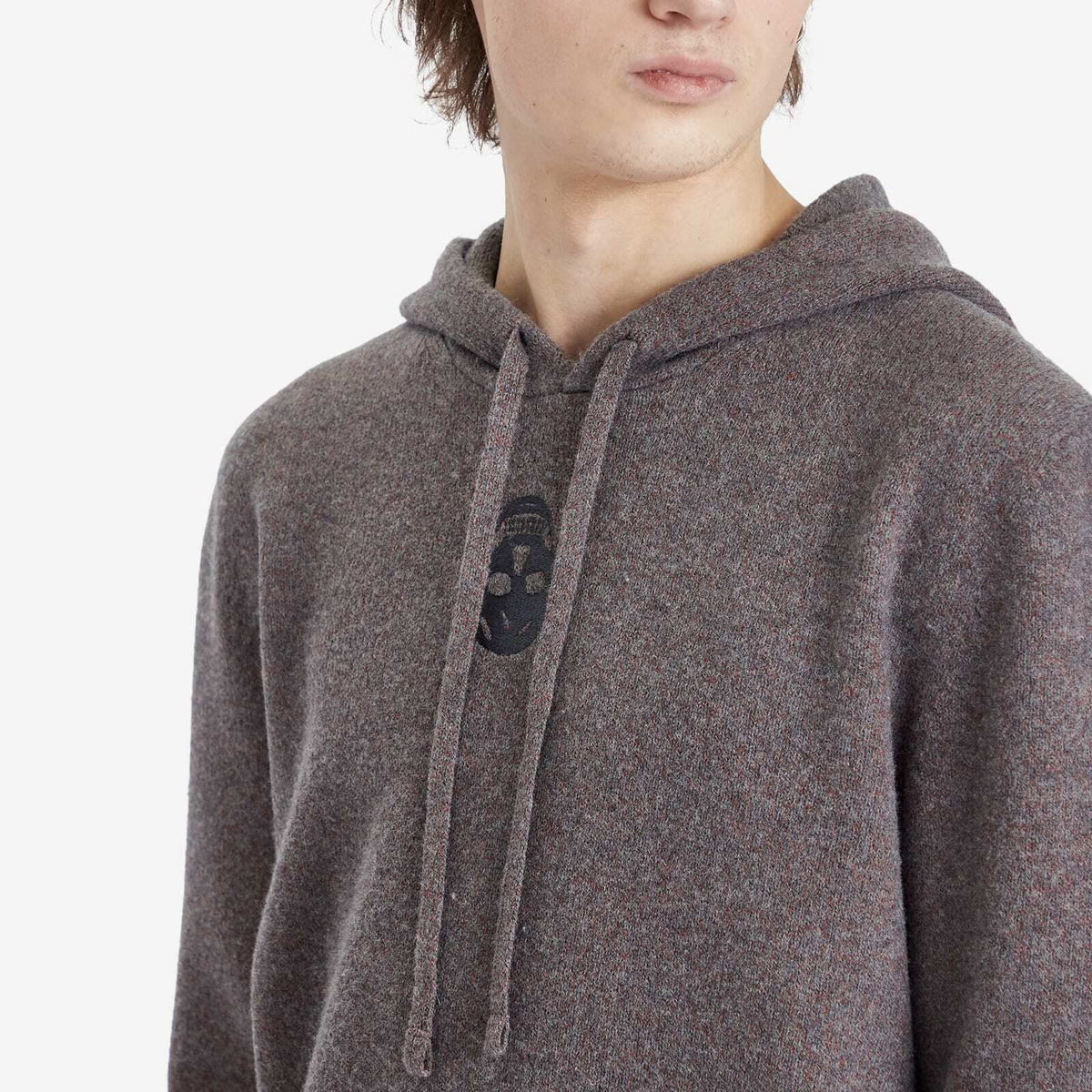 Alexander McQueen Men's Fade Effect Hoodie in Grey Melange/Rust
