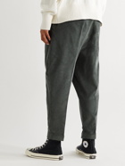 AMI PARIS - Pleated Tapered Cotton-Corduroy Trousers - Gray
