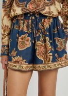 Zimmermann Aster Printed Silk Shorts Navy