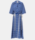 Plan C Striped cotton jersey midi dress