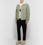 Gucci - Oversized Faux Shearling-Lined Embroidered Stretch Cotton-Corduroy Trucker Jacket - Men - Light green