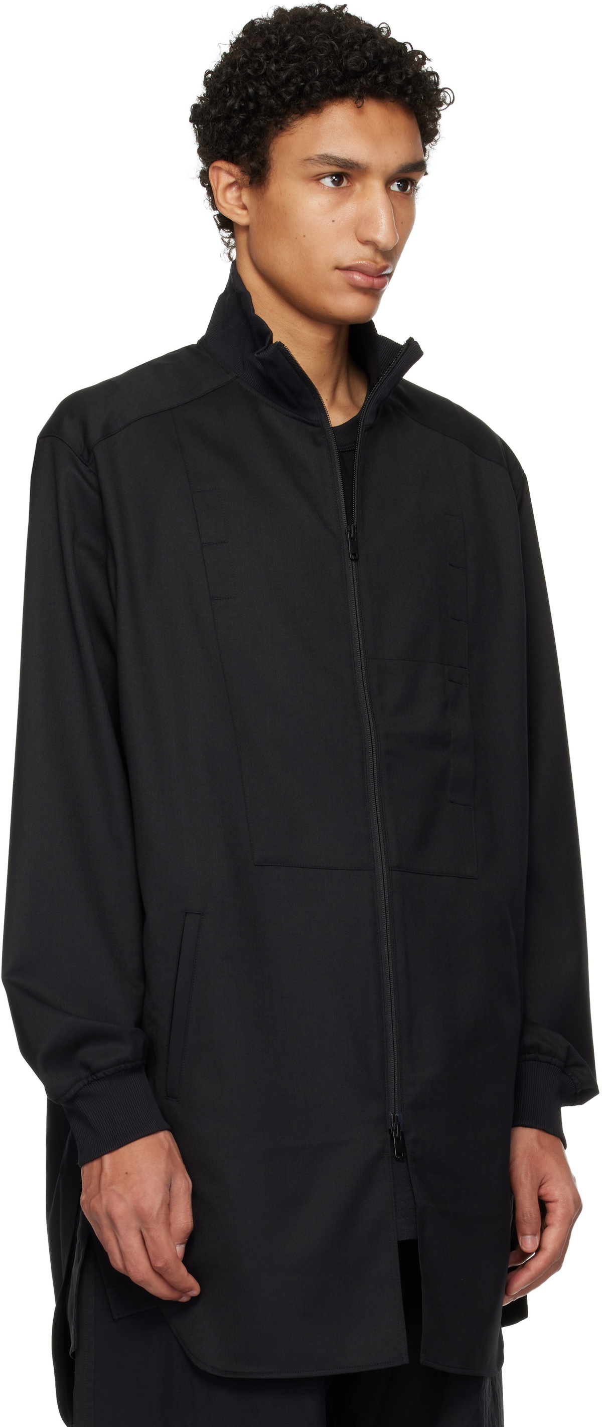 Y-3 Black Refined Wool Long Track Jacket