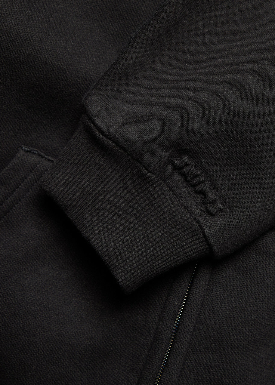 Skims Zip-up Cotton-blend Hooded Sweatshirt Black