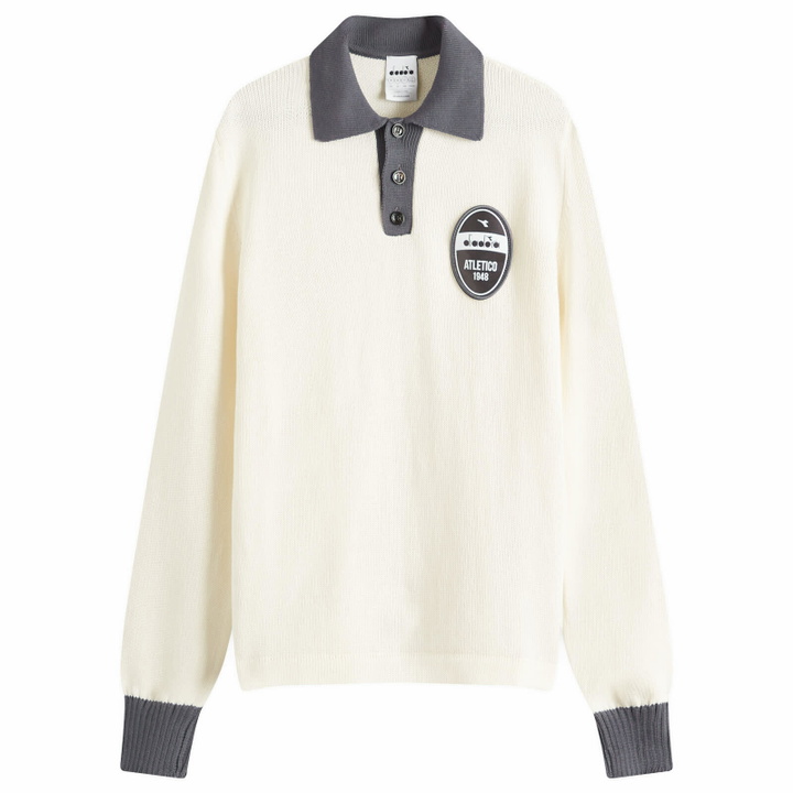 Photo: Diadora Legacy Long Sleeve Polo in White Alyssum