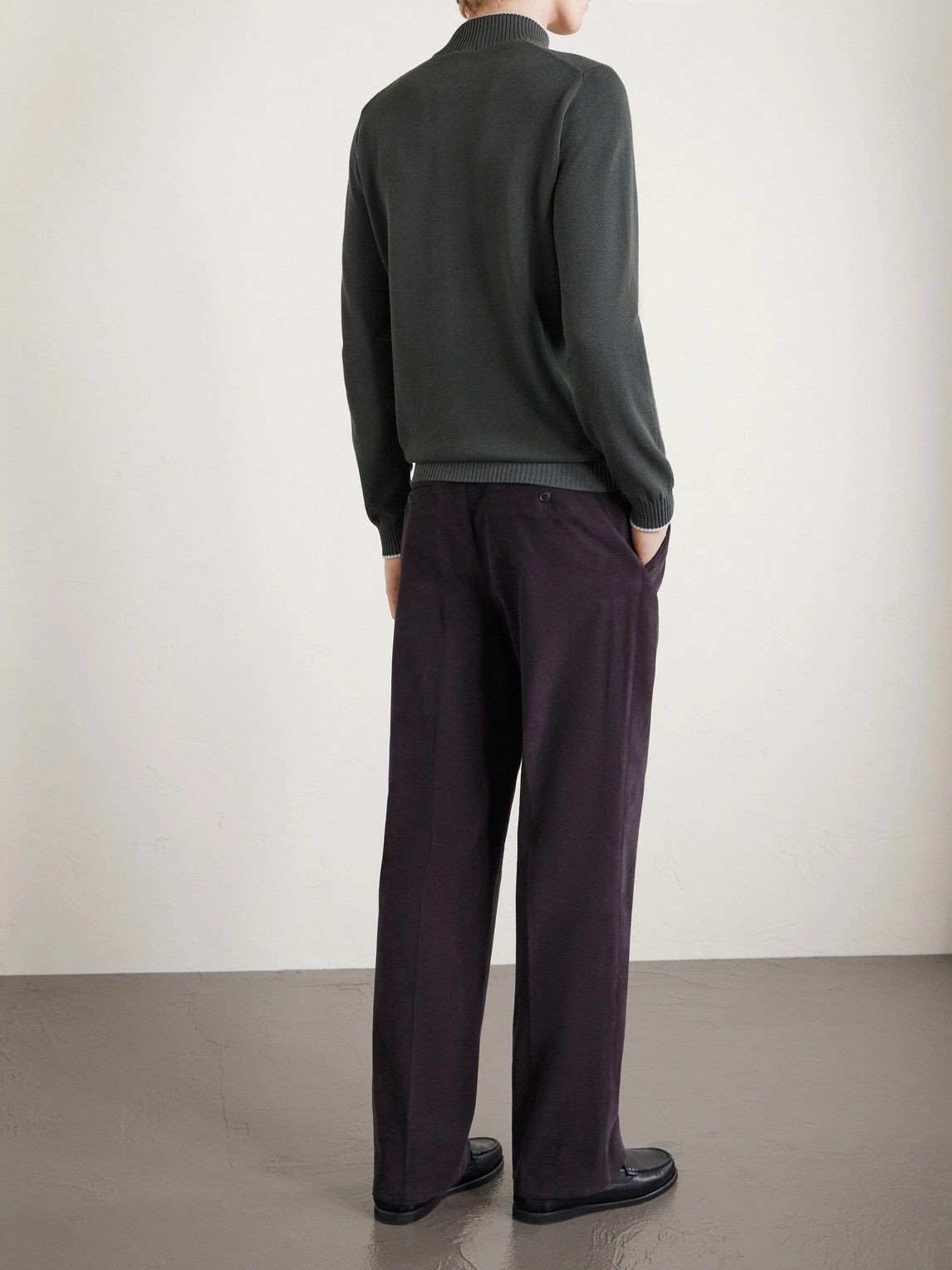 FEDELI - Cotton Zip-Up Sweater - Gray Fedeli